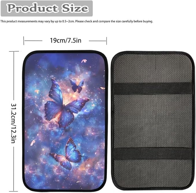 Coldinair Galaxy Car Center Console Pad,Butterfly Auto Interior Accessories Decoration,Auto Armrest Cover Protector for Most Vehicle, SUV, Truck, Car