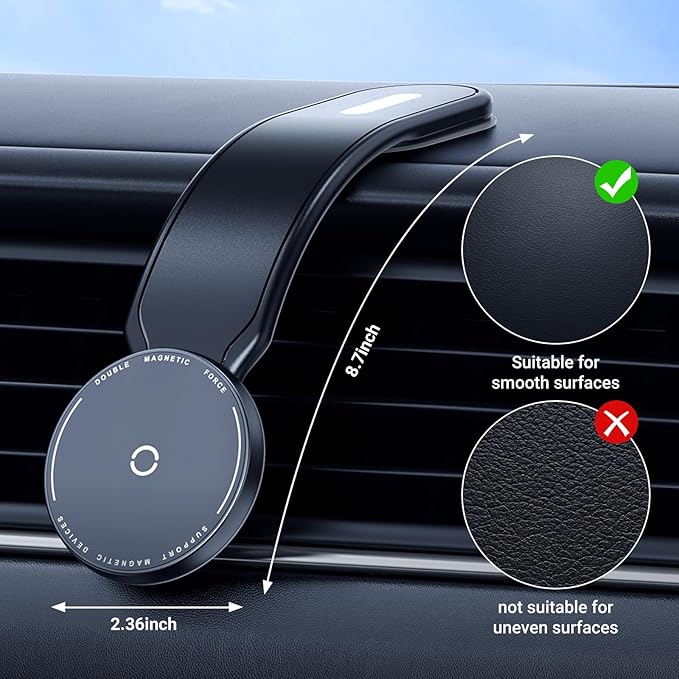 This Hill for 15W Magnetic Car Mount Charger, Aluminum Alloy Material can be Folded Repeatedly, Magnetic Wireless Fast Charging for Car Dashboard/Windshield, Suitable for iPhone 17 16 15 14 13 Series