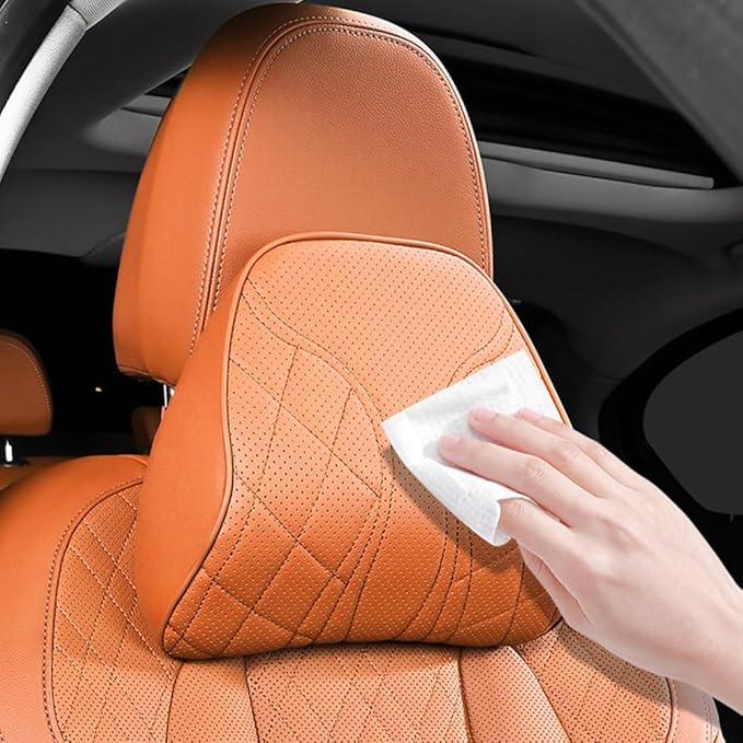 for Chevy Silverado 2007 2008 2009 2010 2011 2012 2013 Leather Car Seat Headrest Lumbar Cushion, Lumbar Support Pillow for Car,for Driving Traveling Relieving Neck Fatigue,1-A Beige