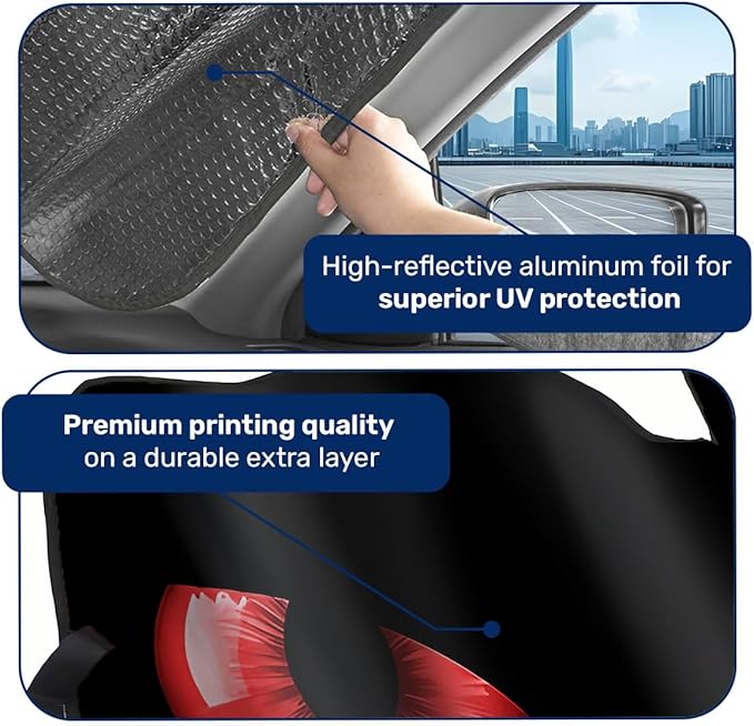 GENANY Devil Eye Windshield Sun Shade for Electric Vehicle (59x37 Inches), Sun Shade Windshield, Shades for Front Windows, Sunshade for Car Windshield, Car Decor