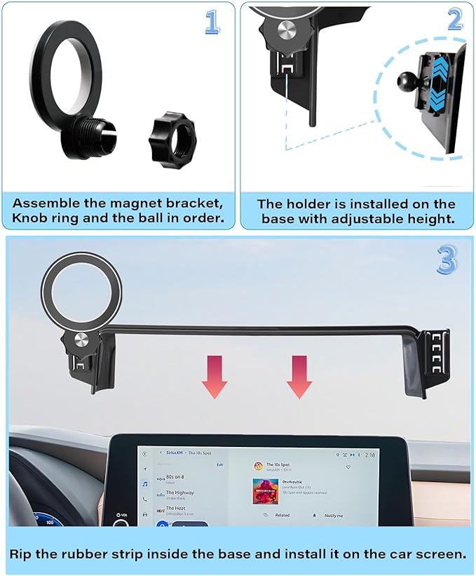 Car Phone Holder for Toyota Grand Highlander/Grand Highlander Hybrid 2024 2025 2026 Accessories Apply to 12.3 Inch Screen Fixed Clip Magnetic Cell Phone Mount 360 Degree Rotation