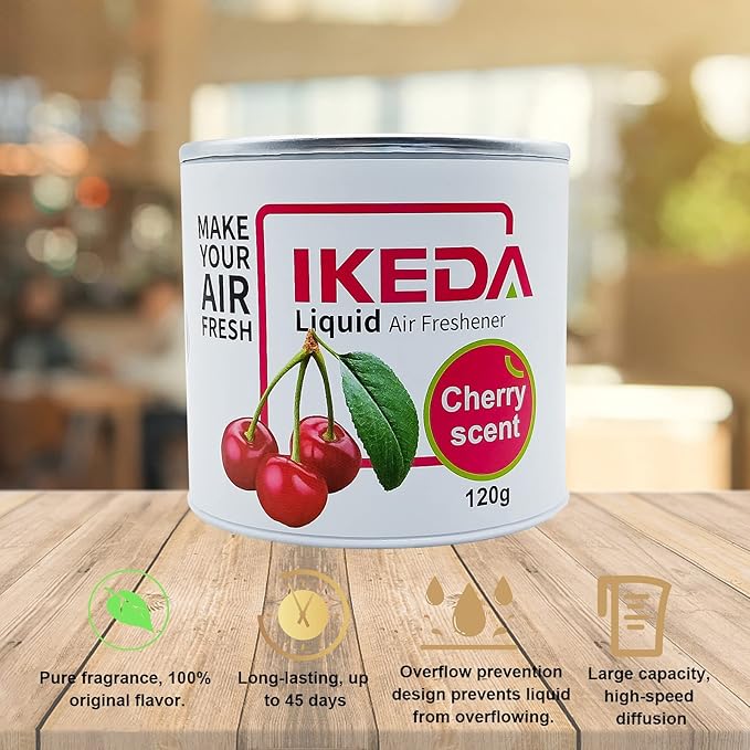 Car Air Freshener: Cherry Scent Liquid Cans | Odor Elimination | Smoke Smell Remover | Strong Long-Lasting Fragrance | For Auto Home | 4.23 oz | 1 pack
