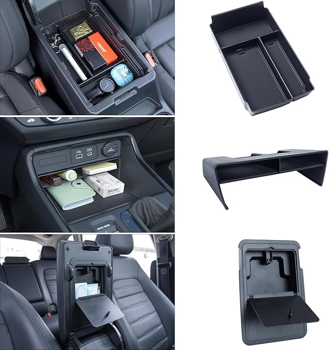 PIMCAR 3-Piece Center Console Organizer Set for 2023-2025 2026 Honda CR-V & CR-V Hybrid - Custom Fit Armrest Tray, Console Tray and Hidden Storage Box, Durable ABS Car Accessories