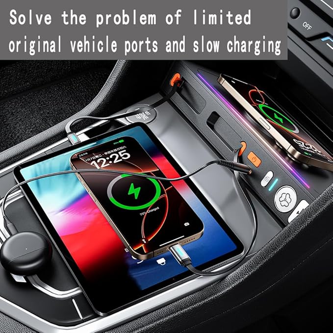 Wireless Charging for tiguan Accessories， Fast Charging Car Dock, Car Air Freshener 15W - Qi Charger, Charging Station for Apple iPhone 17, iPhone 16/15/14 Series, AirPods, Samsung Galaxy S25 S24