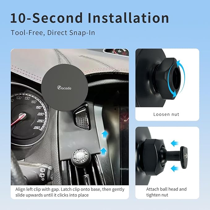 Car Phone Mount for Ford Focus MK3/MK3.5 (2012–2018) RS/SE/ST,MagSafe Compatible Magnetic Phone Holder with 360° Rotation,Firm & Stable Grip,Custom Vehicle-Specific Accessory Optimized for Ford Focus