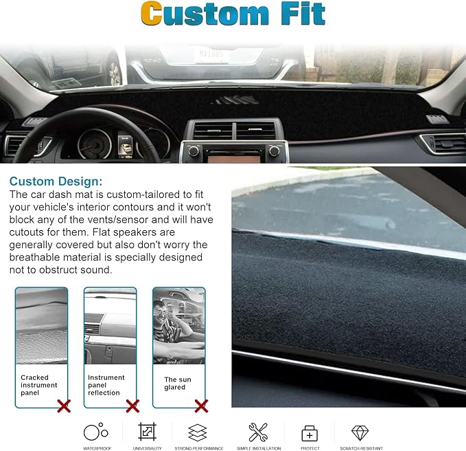 x xotic tech Center Console Dashboard Mat Pre-Cut Non-Slip Sunshield Sun Glare Protector Dash Carpet Pad Black Cover Compatible with Toyota Camry 2012-2017