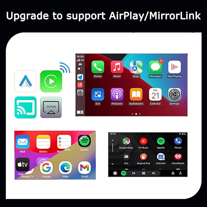 Wireless CarPlay Adapter 4-in-1,2026 Upgraded Screen Mirroring,Support Mirror Link/AirPlay for Apple CarPlay & Android Auto,for Cars with Wired CarPlay, Fast Auto-Connection, Plug & Play