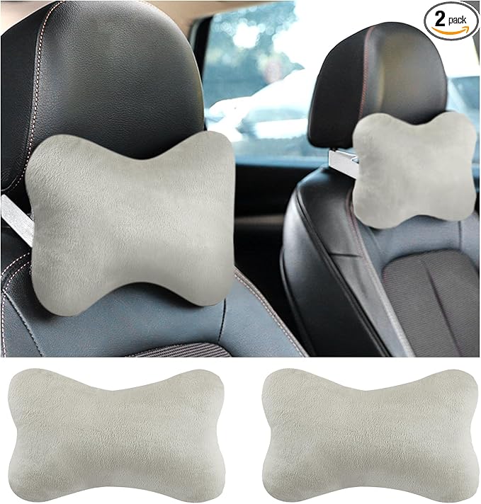 2PCS Car Headrest Pillow,Soft & Comfortable Car Neck Pillow for Driving Fatigue Relieve,All-Season Universal Cars Head Rest Pillows Automotive Interlor Accessorles for Cars (Gray/2PCS)