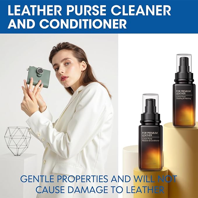 Leather Purse Cleaner and Care Conditioner for Women Luxury Purses,Designer Bags,Handbags,Leather Bag Purses,Specially Designed Compatible for Cleaning Leather Wallets for Vuitton, Chanel, Gucci