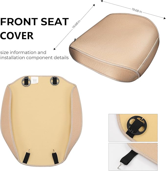 2pcs All-Season Car Seat Wraps Khaki - Breathable Car Seat Covers with Anti Slip Bottom - Durable Auto Seat Cushions Universal Fit for Vehicles Cars SUV Trucks Front Seats