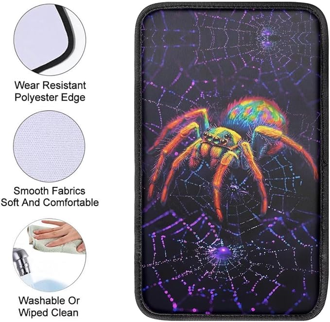 Spider Car Center Console Cover Pad Spider Web Car Accessories Breathable Automotive Armrest Cover Auto Center Console Armrest Cushion Covers Pads for Women Men