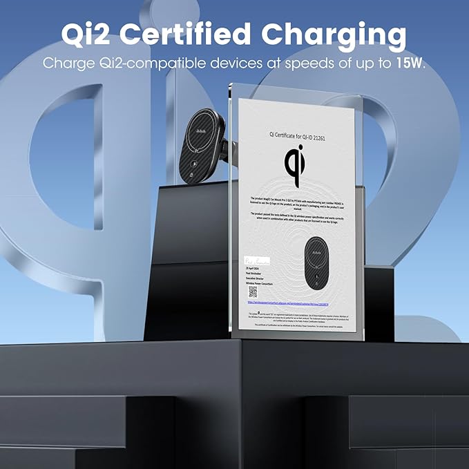 pitaka for Qi2 MagSafe Car Mount Charger, 15W Magnetic Car Phone Holder for iPhone 17/16/15/14/13 Series with NFC Feature, Air Vent [MagEZ Car Mount Pro 2 Qi2]