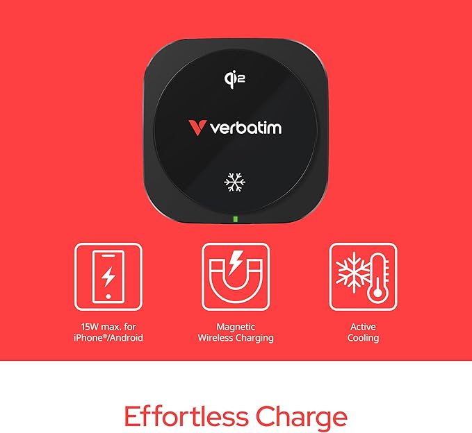 Verbatim Charge 'n’ Drive Qi2 Magnetic Wireless Car Charger