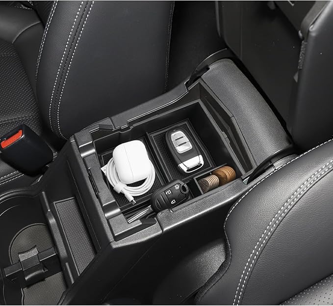 LUWU Center Console Organizer Compatible with 2019 2020 2021 2022 2023 2024 Subaru Forester Accessories Armrest Console Secondary Storage Box Insert Tray ABS Material Black