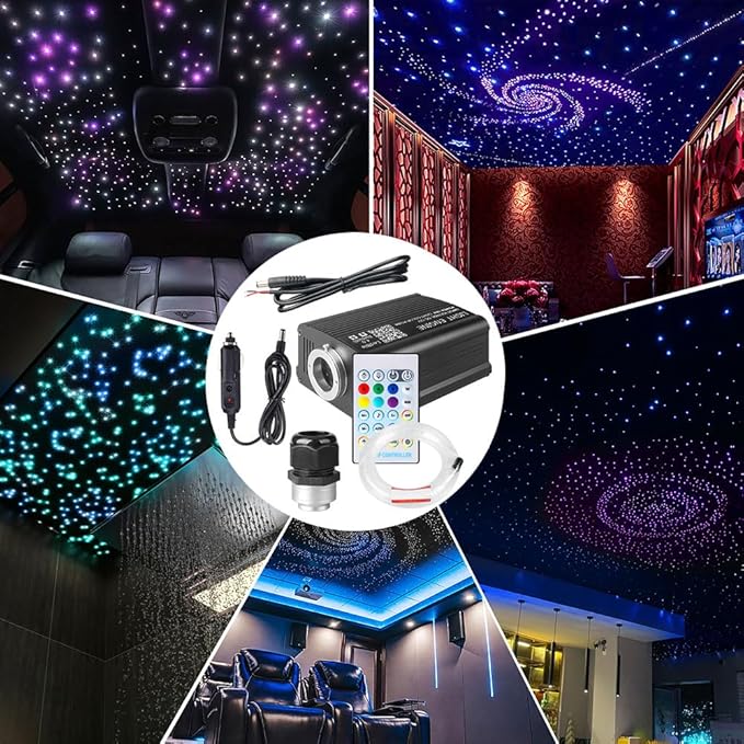 Twinkle Starlight Headliner Light,16W 500pcs 6.5ft LED Star Ceiling Fiber Optic Light Kit APP/Remote Control for Car/Home/Party