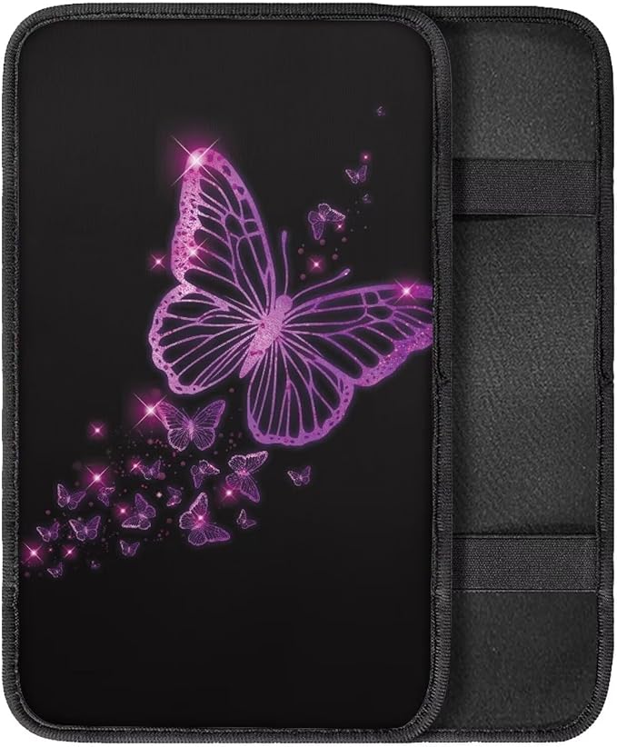Pink Butterfly Leopard Print Arm Rest Cushion Pads for Vehicle Arm Rest Cushion Pads Anti-dust Dog & Cat Paws Protector for SUV/Truck/Vehicle Decor