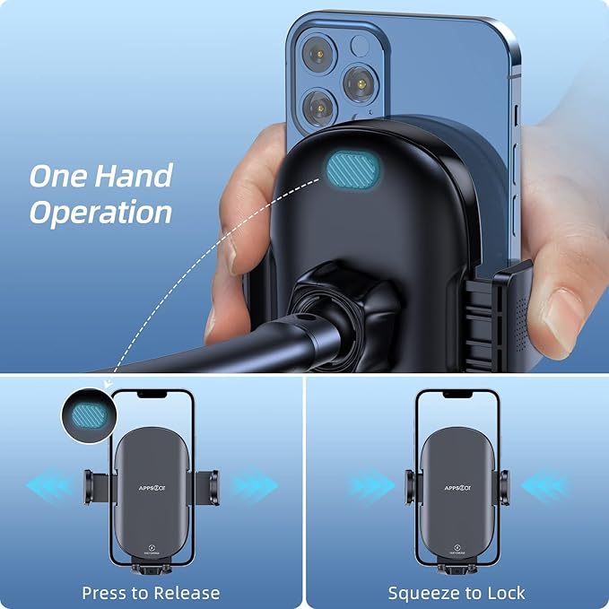 APPS2Car Wireless Car Charger 15W Fast Charging Car Phone Holder Charger Wireless Car Charger Mount for Dashboard Windshield Air Vent Compatible with iPhone 15 Pro Max Plus 14 13 12 Samsung LG & More