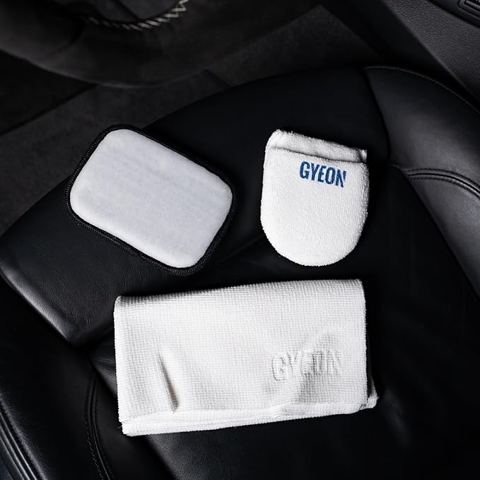 GYEON LeatherSet Natural automotive leather cleaning coating kit pre‑cleaner plus leather sealant protection for car seats interiors hydrophobic ceramic sheen prep & maintain