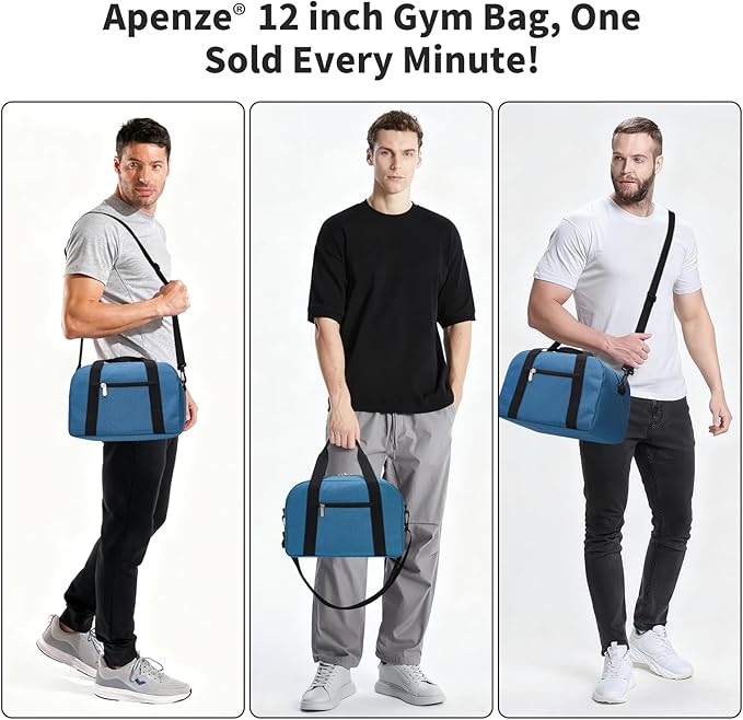 Small Gym Bag Carry On Bag - 12 in Mini Duffle Bag Lightweight for Overnight Travel - Blue