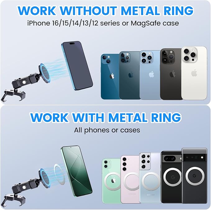 DIAMOOKY Upgraded Metal Phone Mount for Jeep Wrangler JL JLU 2018-2023 and Gladiator JT 2020 2021 2022 2023 Magnetic Phone Holder Dash Mount System Kit Dashboard Accessories Driver Side (Not for 4xe)