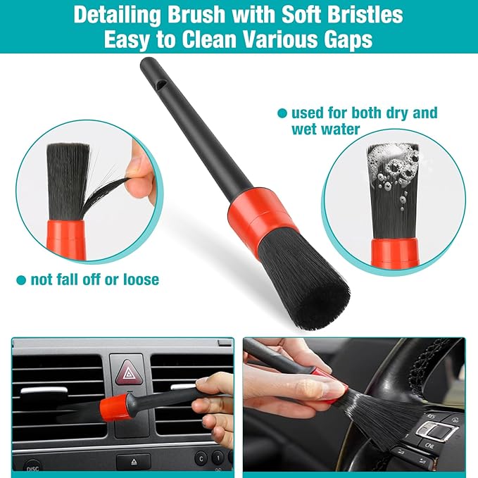 Luscinum Car Interior Duster Detailing Cleaning Gel Brushes Kit, Soft Dust Detail Crevice Brush Slime Putty Cleaner Accessories Tools for Dashboard,Air Vent,Panel,Leather