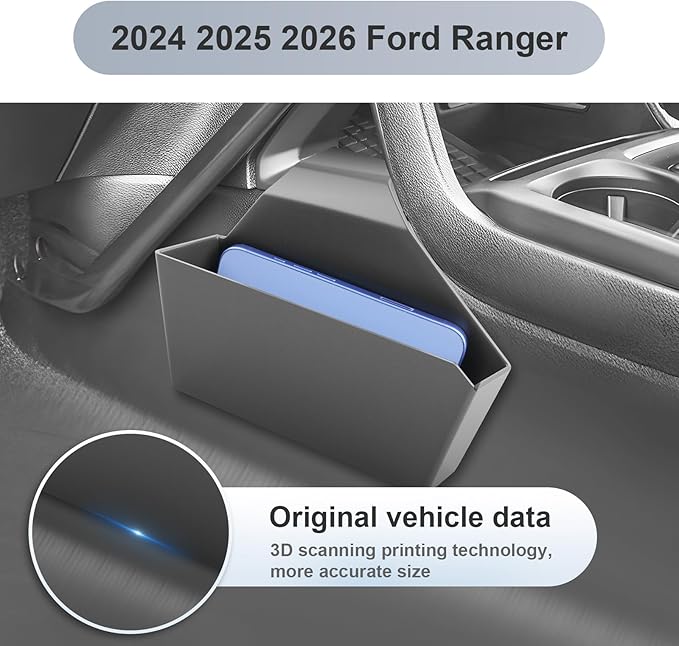 SKTU 2PCS for 2024 2025 2026 Ford Ranger Center Console Organizer for 2024-2026 Ford Ranger (XL/XLT/Lariat/Raptor) Central Console Hanging Storage Box Ford Ranger 2024 2025 2026 Accessories