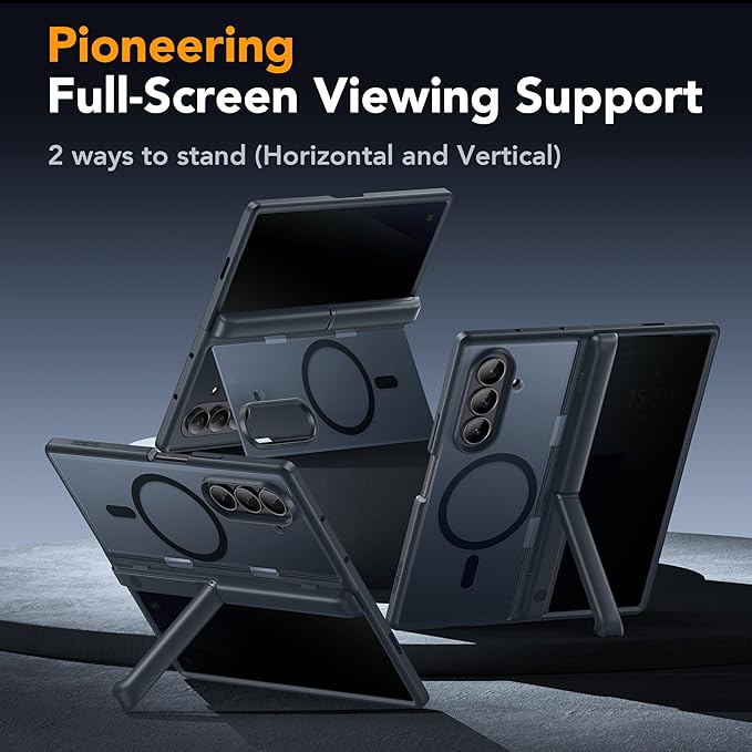 MOBOSI for Samsung Galaxy Z Fold 7 Case with Privacy Screen Protector, [Compatible with Magsafe], [Built-in Kickstand & Full Body Hinge Protection] Magnetic Slim Phone Case for Z Fold7, Jet Black