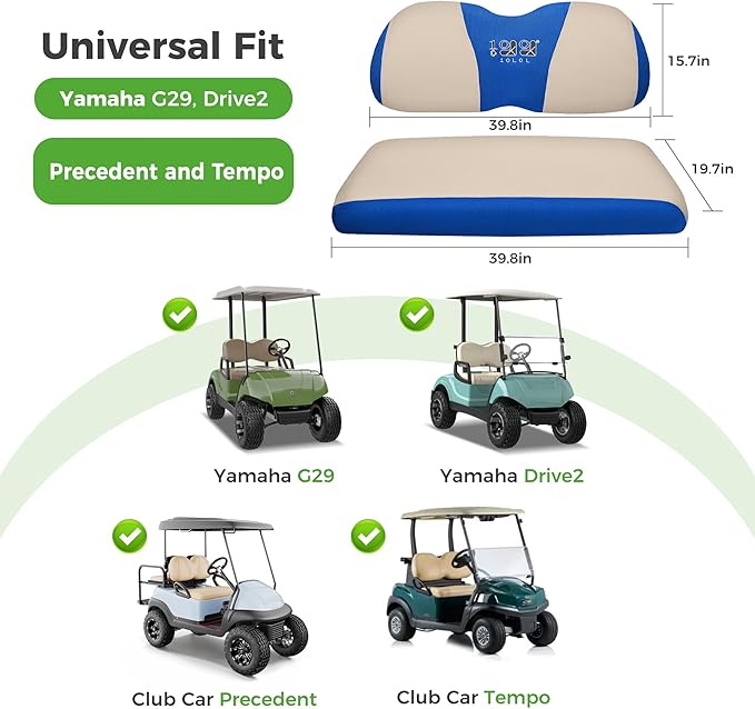 10L0L Golf Cart Seat Covers Universal for Yamaha G29 Drive2 Club Car Precedent Tempo Standard Front Seats, Breathable Mesh Bench Seat Cover, No Drilling Seat Cushion - All-Season Comfort