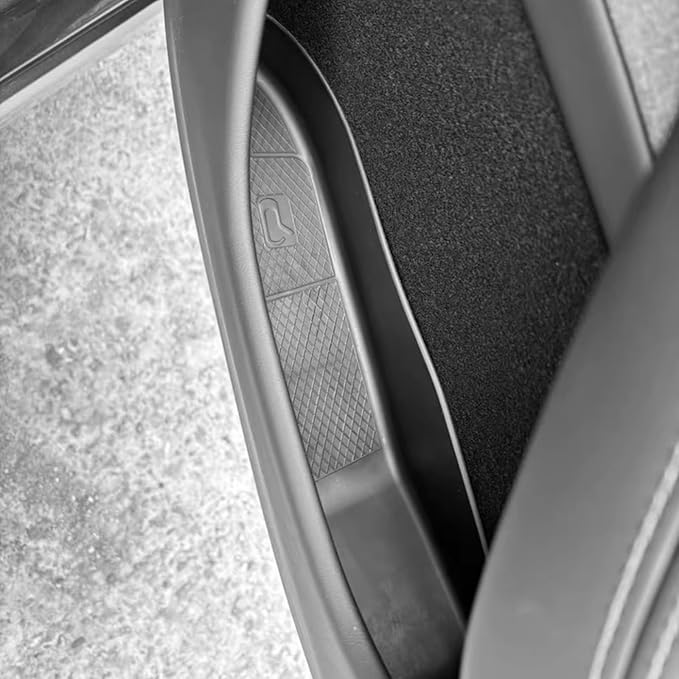 Front Rear Door Pocket Liners Compatible with 2025 2026 New Tesla Model Y Juniper Side Door Organizer Tray Inner Storage Insert Protector Interior Accessories - TPE Material, Black, 4 Pieces