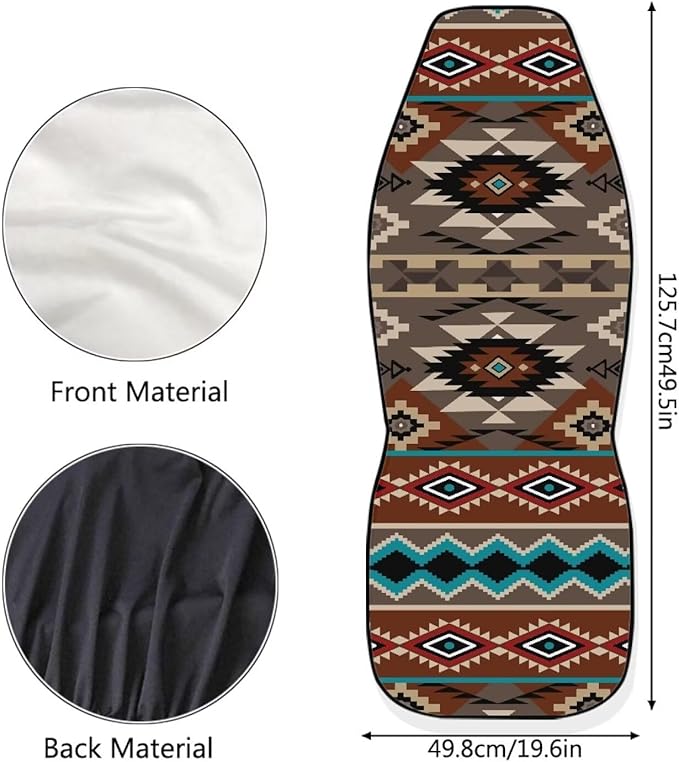ELEQIN Front Car Seat Covers 2pcs, Brown Aztec Tribal Automotive Seat Covers Car Accessories Universal Size Fit for Most Cars,SUVs&Trucks&Vans