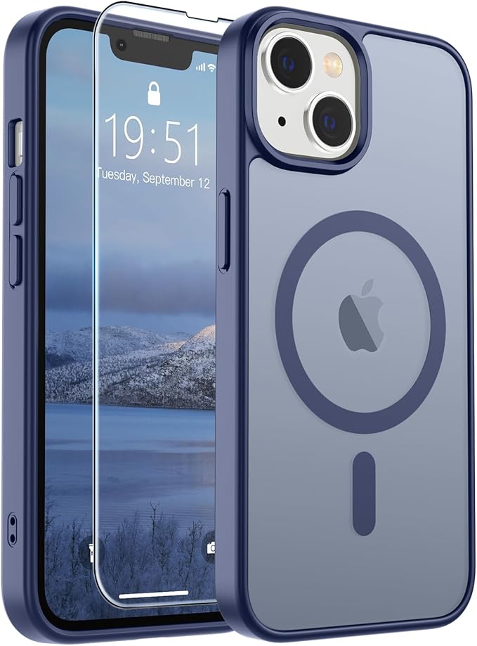 SUPFINE Magnetic for iPhone 14 Case & iPhone 13 Case (Compatible with MagSafe)(Military Grade Drop Protection) Slim Translucent Matte Shockproof Phone Cover,Lavender Gray