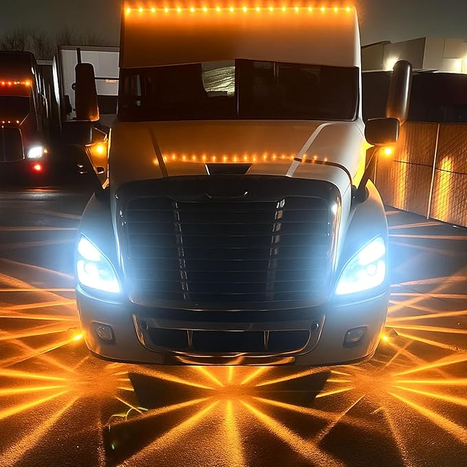Dual Function 4Pcs Amber Watermelon Lights Strobe+Constant LED Side Marker Clearance Turn Signal Top Cap Roof Underglow Tail Trailer Lights for Semi Truck,Bus,Van,Camper,Golf cart