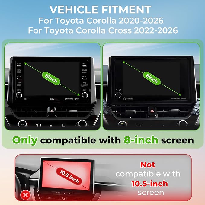 Car Phone Holder for Toyota Corolla 2020-2026 & Corolla Cross 2022-2026 (Only for 8-Inch Screen) 360° Rotation Magnetic Cell Phone Mount, Compatible with Magsafe, Does Not Affect Air Vent