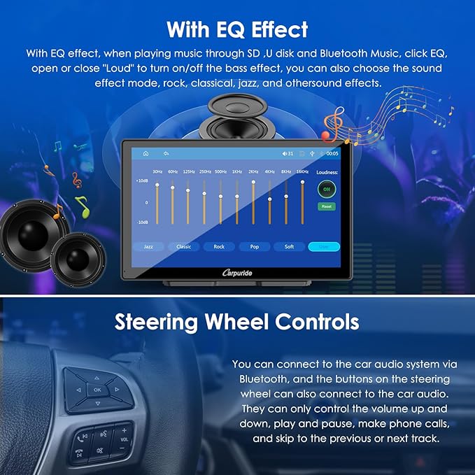 CARPURIDE 9 Inch Car Play Screen for Car, Compatible with Wireless/Wired Apple CarPlay, Android Auto and Mirror Link - Bluetooth Audio, Navigation,Siri, FM, AUX