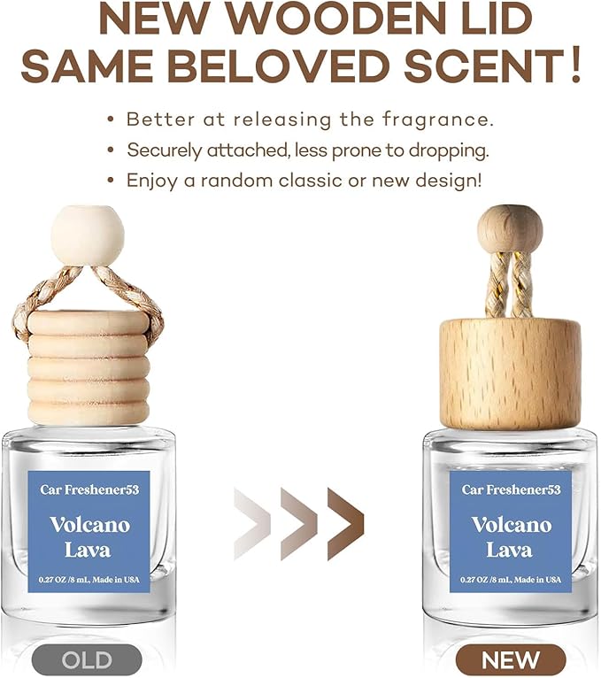C Classy Hanging Car Air Freshener 2 Pack, Voleano Lava Essential Oil Diffuser, Long-Lasting Fragrance, Cute Glass Bottle Car Accessories for Women & Men, Made in USA
