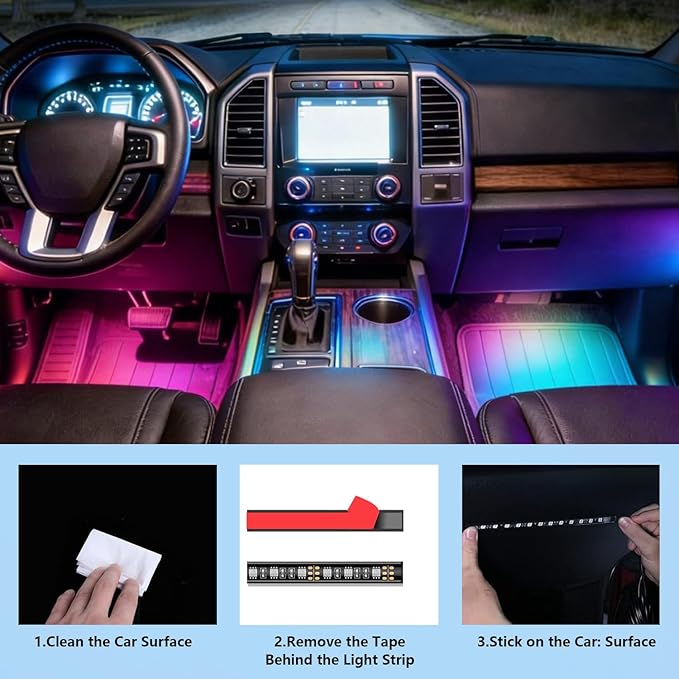 car led Lights Interior,car Ambient Lighting,Inside Lights for car,APP Control 16 Million Colors Music Sync,DIY Mode Multicolor led Lights for car Interior,Trucks,SUVs,12V Power
