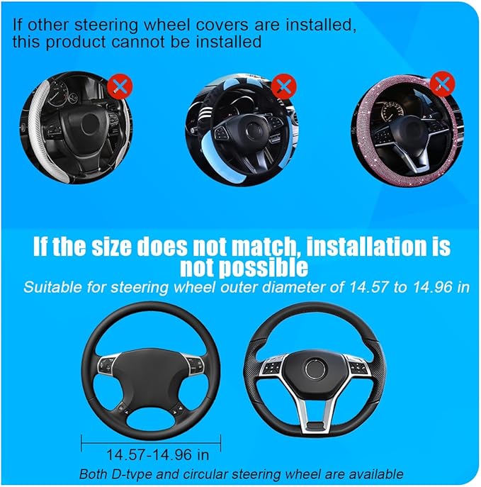 Bling Car Steering Wheel Cover, 15 Inch Elastic Stretch Crystal Rhinestone Vehicle Steering Wheel Protector, Anti-Slip Auto Interior Protective Cover, Universal for SUV RV Truck (Pink)