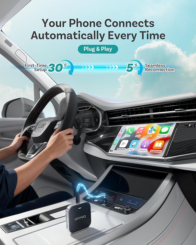 OTTOCAST Magic CarPlay Box 3-in-1 Wireless CarPlay Adapter for iPhone & Android Auto with YouTube Netflix TikTok+,Plug & Play,Auto Bluetooth Connection, Supports SIM & TF Card,App Download,E2