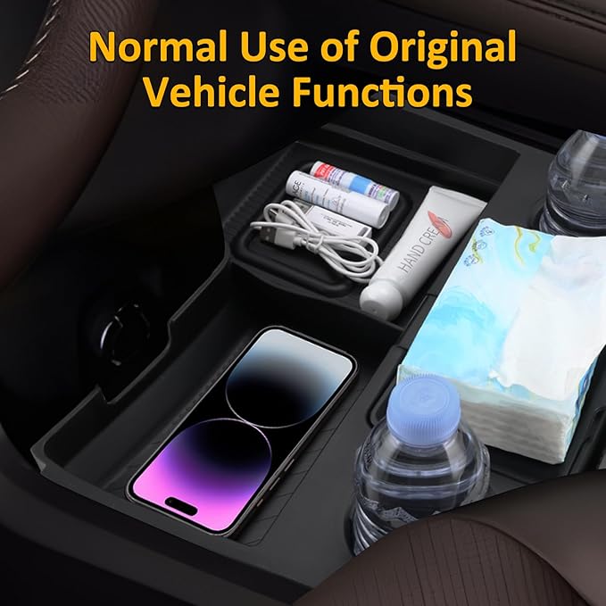 Falafa Center Console Organizer Compatible with 2025 2026 Toyota Sienna with Cup Holder, Soft Silicone Lower Center Console Tray Storage Box for 2021-2026 Toyota Sienna