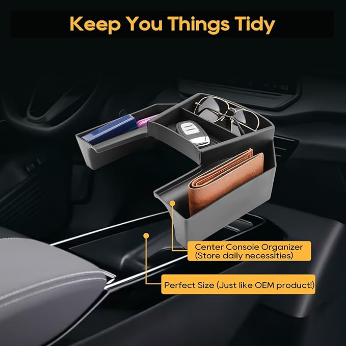 LFOTPP for VW ID.4 Center Console Organizer for 2023 2024 2025 2026 VW ID.4 (Standard/S/S Plus/Pro/Pro S/Pro S Plus) OEM Fit, Non-Slip Waterproof Interior Accessories