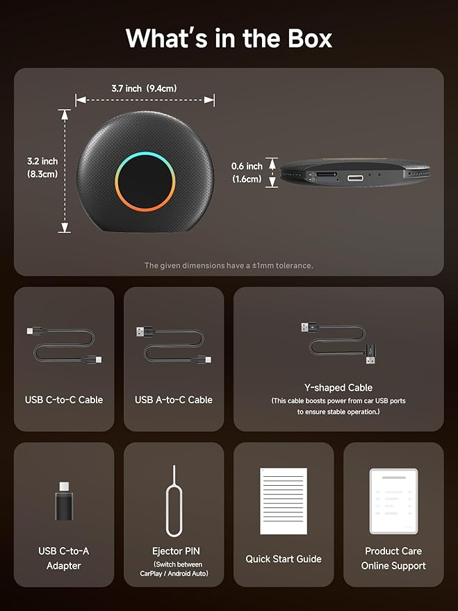 Magic AI Box, Wireless CarPlay/Android Auto Adapter, Car Video Box Supports for Netflix/YouTube/TikTok/TF Card, DriveChat AI Smart Box with GPS/Dual Bluetooth