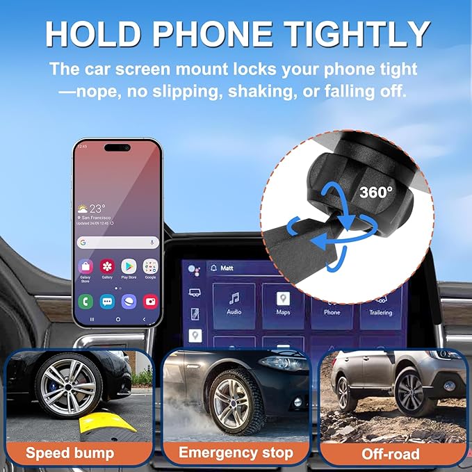 Car Phone Holder for 2021-2024 Chevy Suburban Tahoe/GMC Yukon Accessories 10.2-inch Screen Fixed Clip, Magnet Cell Phone Mount Compatible with MagSafe 360° Rotation Phone Automobile Cradles