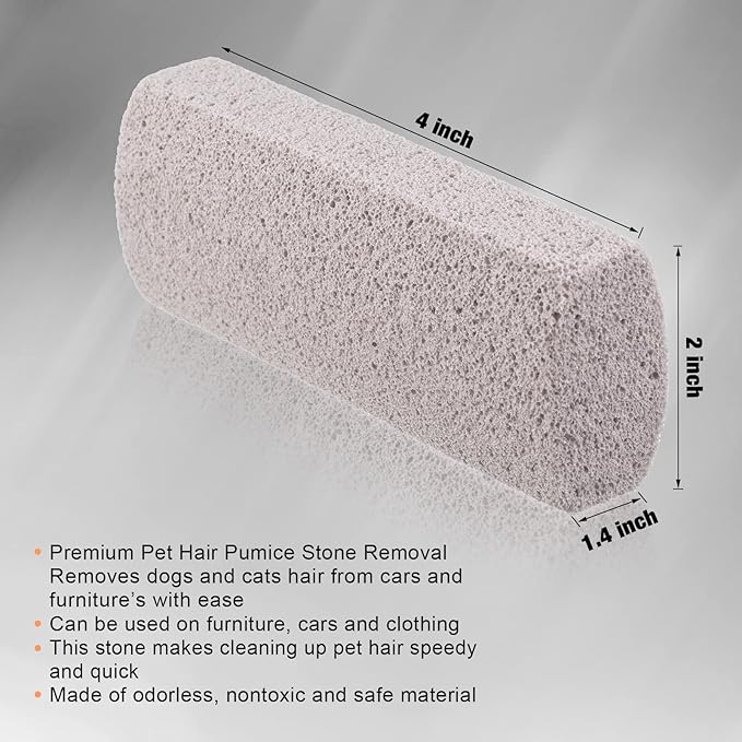 Xuniea 2 Pieces Pet Hair Remover for Cat Hair Removal Pumice Stone Tool Carpet Dog Fur Removal Tool for Car Couch Furniture Bedding Easy to Clean (4 Inches)