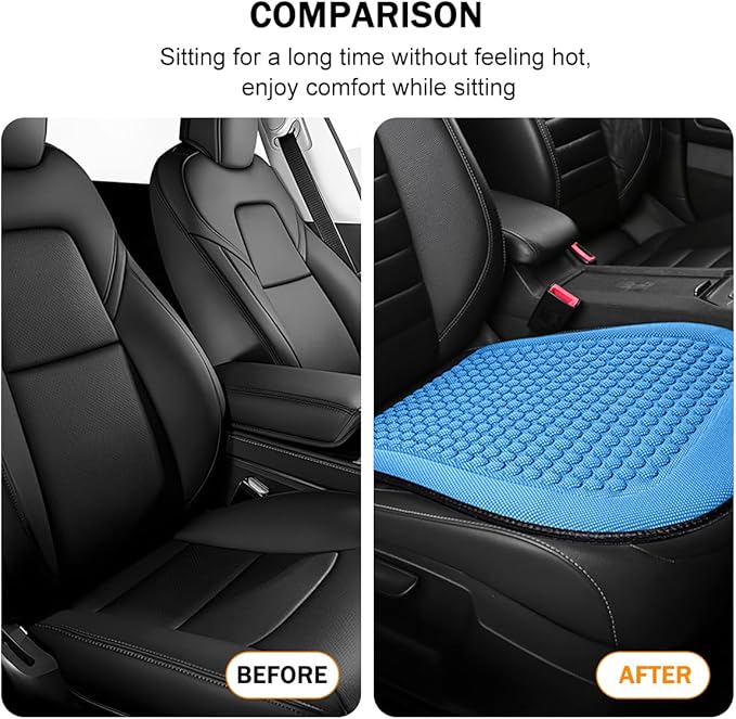 Car Front Seat Bottom Cover, Cool Breathable Anti-Slip Vehicle Driver Seat Protector Cushion, Comfortable Auto Interior Chair Protection Pad Mat, Universal for Truck SUV Sedan (Blue)