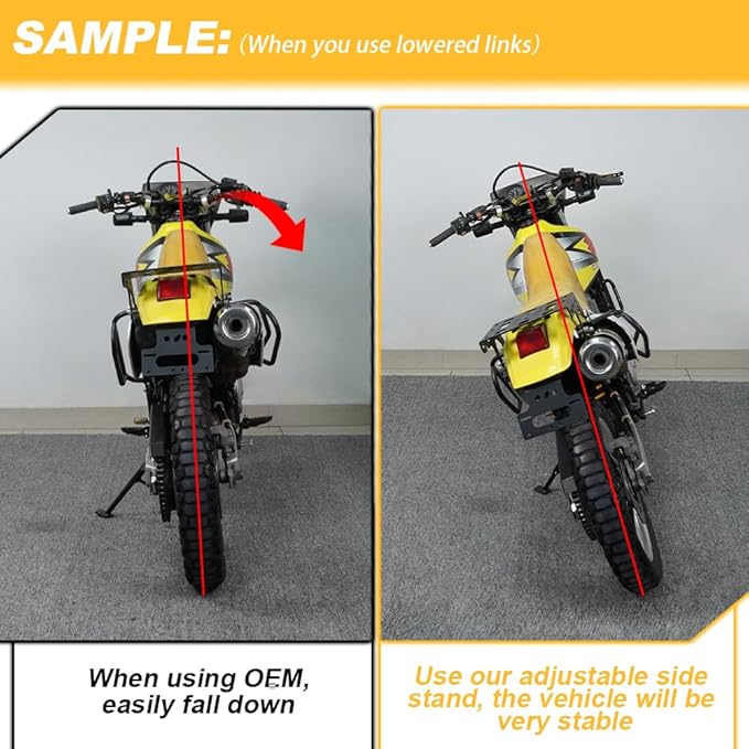 0-3'' Motorcycle Adjustable Kickstand + Lowering Link Kits Fit for Royal Enfield 411 Himalayan 2020-2023, Side Stand + Suspension Links Lower Link