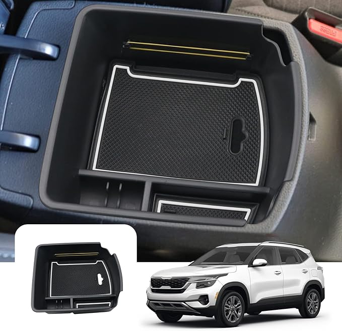 LFOTPP Seltos Center Console Organizer for 2022 2023 2024 Seltos [LX, S, EX, SX Turbo, S Turbo and Nightfall Editio] Armrest Center Console Organizer Tray 2022 2023 SeltosAccessories Secondary Insert