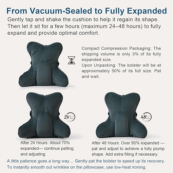 Lumbar Support Pillow(Pat. Pend) for Lower Back Pain Relief – Multi-Functional Ergonomic Lumbar Cushion, Reading Pillow for Office Chair, Car Seat & Sofa,Charcoal Gray