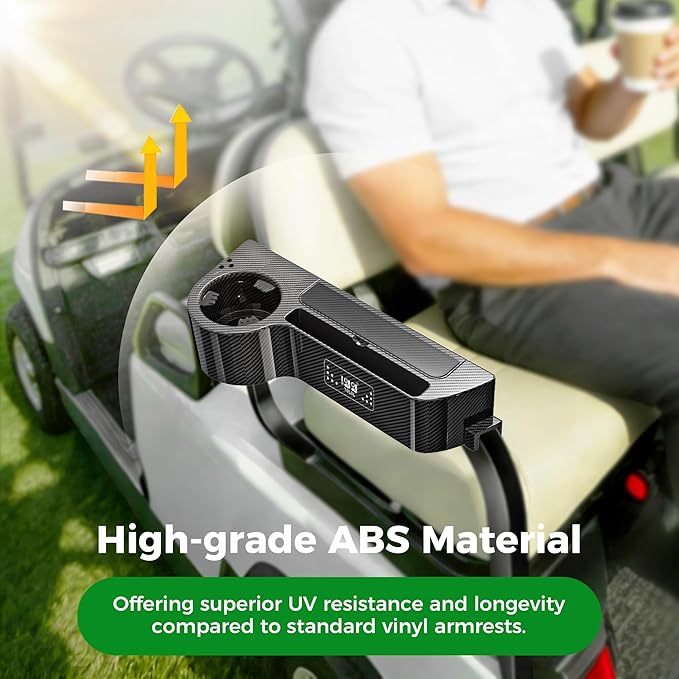 10L0L Golf Cart Rear Seat Kit Arm Rest Set with Cup Holder for Yamaha EZGO Club Car Golf Cart UV-Proof Coating Long Lasting, No Drilling Kits Include