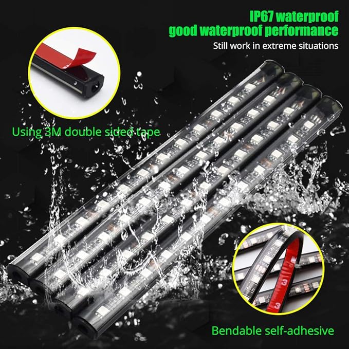 Atmosphere LED Car Lights,4pcs 48 LEDs RGB Bluetooth APP Control Car Interior LED Strip Music Lighting Kits for DIY Indoor Party.Car Cigarettet,DC 12V.
