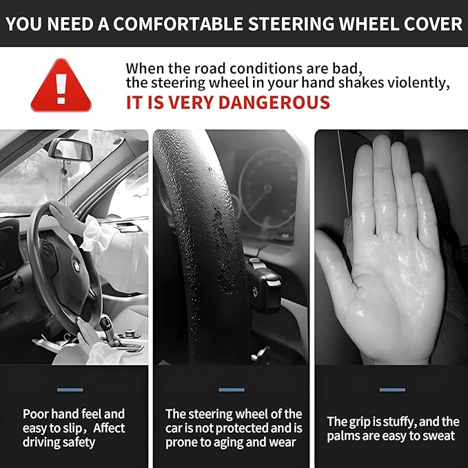 Elastic Car Steering Wheel Cover, Universal 15 inch Non-Slip Breathable Neoprene Steering Wheel Protector, Car Accessories for Women Men Fit Auto, Suvs, Truck Purple Flowers